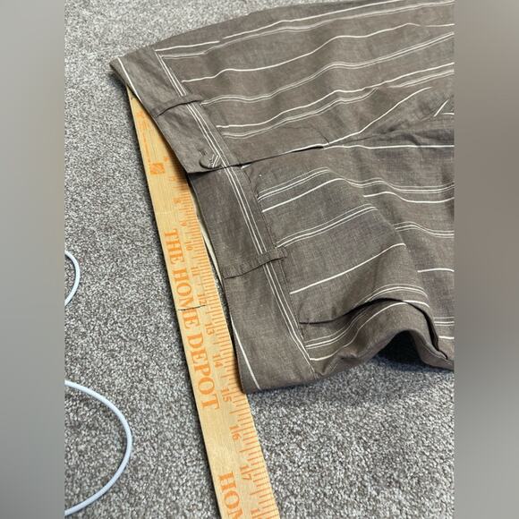 sophisticated vintage palazzo Calvin Klein pinstripe linen blend trouser sz 4 - Picture 9 of 13